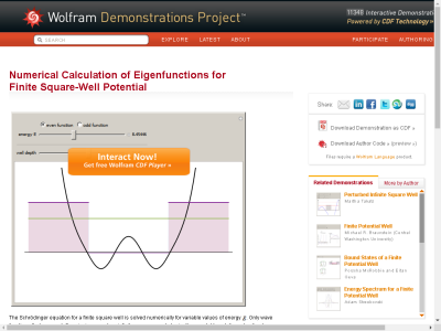 Thumbnail for Numerical Calculation of Eigenfunctions for Finite Square-Well Potential resource