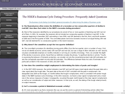 Thumbnail for The NBER's Business Cycle Dating Procedure: Frequently Asked Questions resource