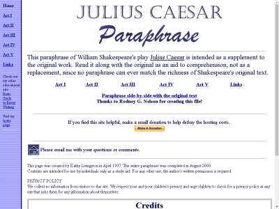 Thumbnail for Shakespeare's Julius Caesar: A Paraphrase resource