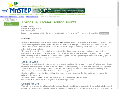 Thumbnail for Trends in Alkane Boiling Points resource