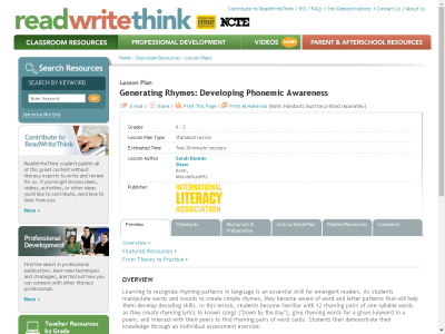 Thumbnail for Generating Rhymes: Developing Phonemic Awareness resource