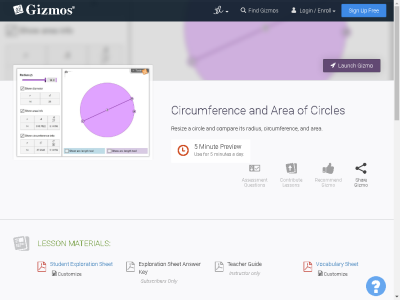 Thumbnail for Circle : Circumference and Area resource