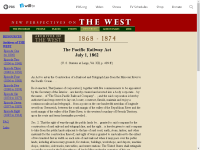 Thumbnail for The Pacific Railway Act: July 1, 1862 resource