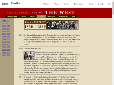 Thumbnail for Timeline of Events in the West: 1850-1860 resource