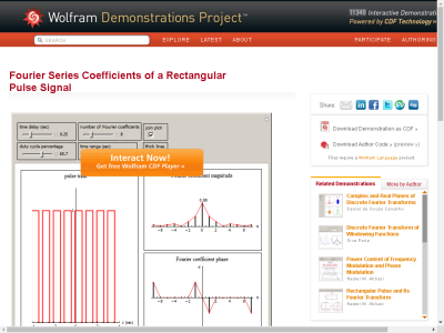 Thumbnail for Fourier Series Coefficients of a Rectangular Pulse Signal resource