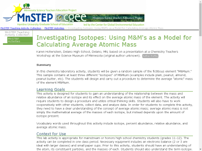 Thumbnail for Investigating Isotopes: Using M&M's as a Model for Calculating Average Atomic Mass resource