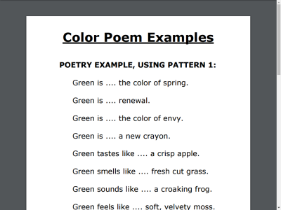 Thumbnail for Color Poem Examples resource