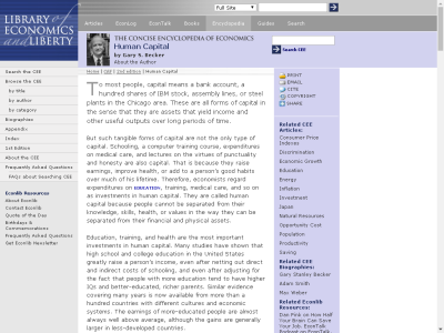 Thumbnail for The Concise Encyclopedia of Economics: Human Capital resource