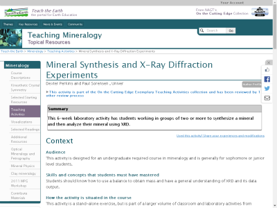 Thumbnail for Mineral Synthesis and X-Ray Diffraction Experiments resource