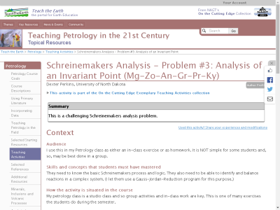 Thumbnail for Schreinemakers Analysis - Problem #3: Analysis of an Invariant Point resource
