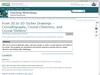 Thumbnail for From 2D to 3D: Escher Drawings - Crystallography, Crystal Chemistry, and Crystal 
