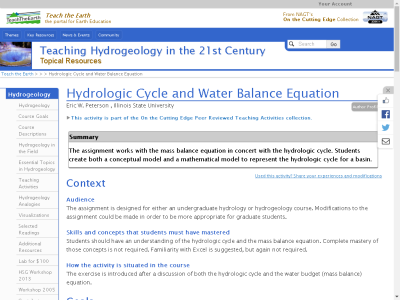 Thumbnail for Hydrologic Cycle and Water Balance Equation resource