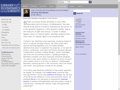 Thumbnail for Jeremy Bentham: The Concise Encyclopedia of Economics | Library of Economics and Liberty resource