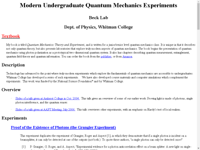 Thumbnail for Modern Quantum Mechanics Experiments for Undergraduates resource
