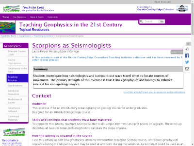 Thumbnail for Scorpions as Seismologists resource
