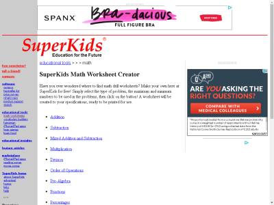 Thumbnail for SuperKids Math Worksheet Creator resource