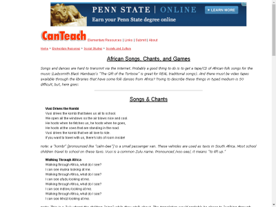 Thumbnail for CanTeach: African Songs, Chants, and Games resource
