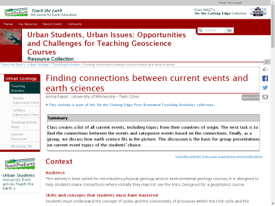 Thumbnail for Finding connections between current events and earth sciences resource