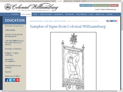 Thumbnail for Samples of Signs from Colonial Williamsburg resource