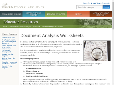 Thumbnail for N.A.R.A. - The Digital Classroom: Document Analysis Worksheets resource