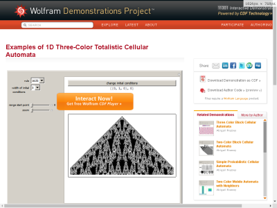 Thumbnail for Examples of 1D Three-Color Totalistic Cellular Automata resource