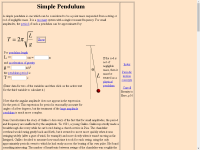 Thumbnail for Hyperphysics: Simple Pendulum resource