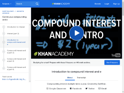 Thumbnail for Introduction to compound interest and e resource