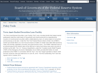 Thumbnail for Term Asset-Backed Securities Loan Facility (TALF) resource