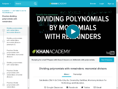 Thumbnail for u11l2t5we2 Polynomial divided by monomial resource