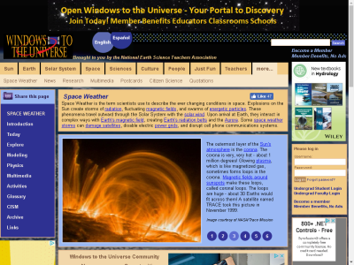 Thumbnail for Windows to the Universe: Space Weather resource