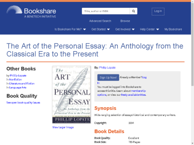 Thumbnail for The Art of the Personal Essay: An Anthology from the Classical Era to the Present resource