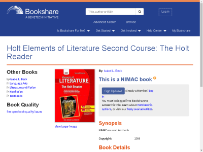 Thumbnail for Holt Elements of Literature Second Course: The Holt Reader resource