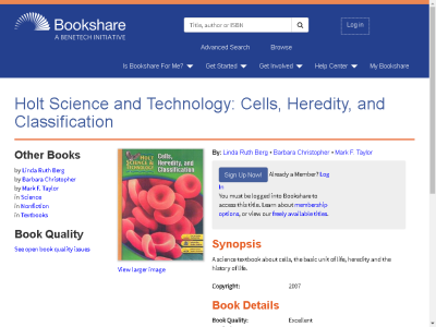 Thumbnail for Holt Science and Technology: Cells, Heredity, and Classification resource