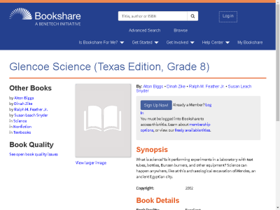 Thumbnail for Glencoe Science (Texas Edition, Grade 8) resource