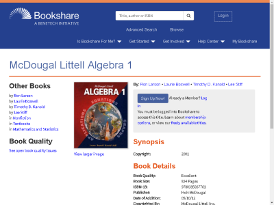 Thumbnail for McDougal Littell Algebra 1 resource