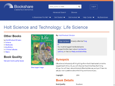 Thumbnail for Holt Science and Technology: Life Science resource