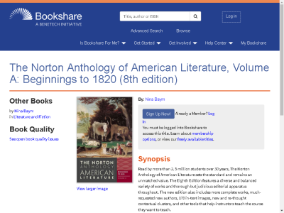 Thumbnail for The Norton Anthology of American Literature, Volume A: Beginnings to 1820 (8th edition) resource