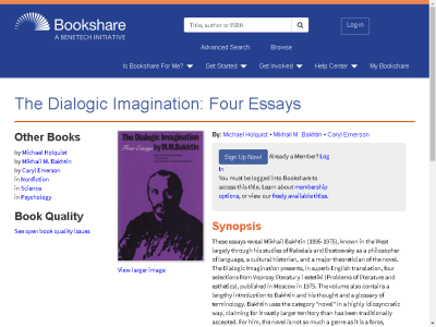 Thumbnail for The Dialogic Imagination: Four Essays resource