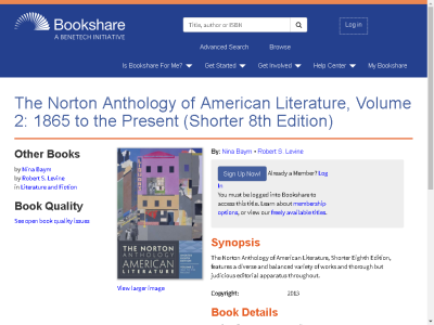 Thumbnail for The Norton Anthology of American Literature, Volume 2: 1865 to the Present (Shorter 8th Edition) resource