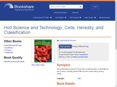 Thumbnail for Holt Science and Technology: Cells, Heredity, and Classification resource