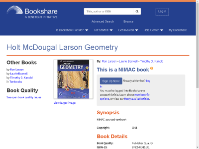 Thumbnail for Holt McDougal Larson Geometry resource