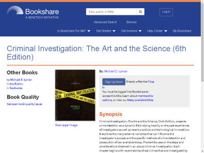 Thumbnail for Criminal Investigation: The Art and the Science (6th Edition) resource