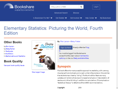 Thumbnail for Elementary Statistics: Picturing the World, Fourth Edition resource