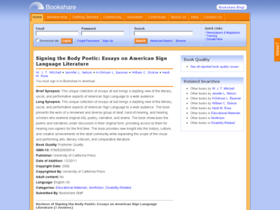 Thumbnail for Signing the Body Poetic: Essays on American Sign Language Literature resource