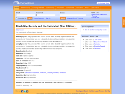 Thumbnail for Disability, Society and the Individual (2nd Edition) resource
