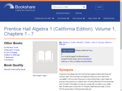 Thumbnail for Prentice Hall Algebra 1 (California Edition): Volume 1, Chapters 1 - 7 resource