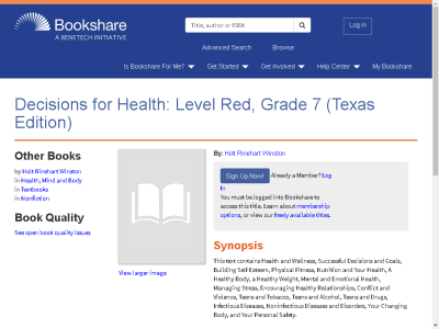 Thumbnail for Decisions for Health: Level Red, Grade 7 (Texas Edition) resource