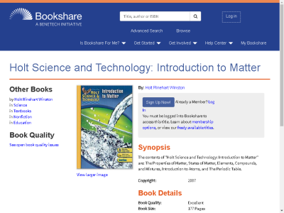 Thumbnail for Holt Science and Technology: Introduction to Matter resource