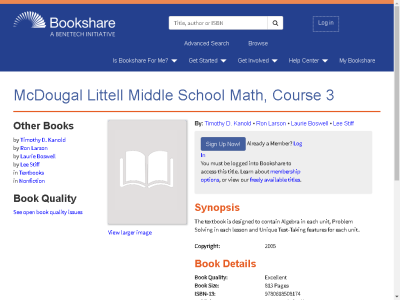 Thumbnail for McDougal Littell Middle School Math, Course 3 resource