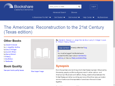 Thumbnail for The Americans: Reconstruction to the 21st Century  (Texas edition) resource